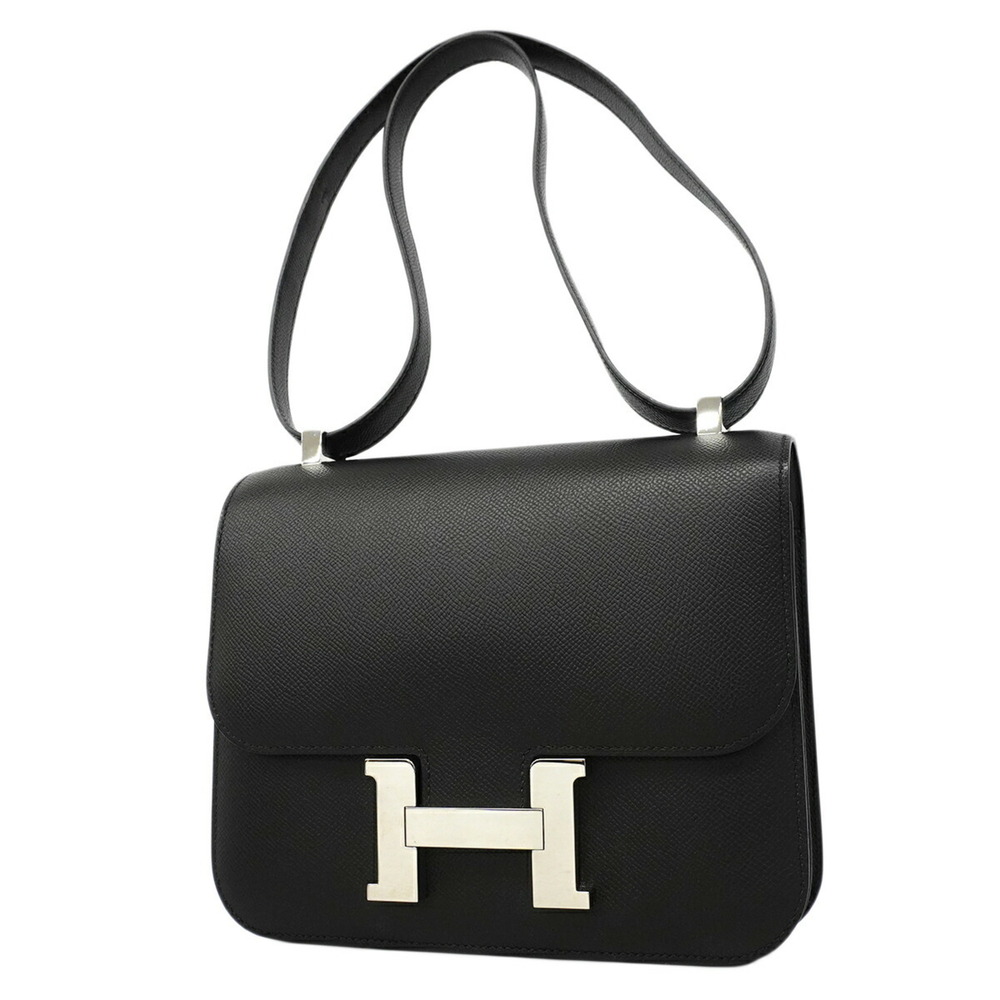 Hermes Constance 24 Shoulder Bag, Veau Epsom Leather, Black, Z Stamp, Women's